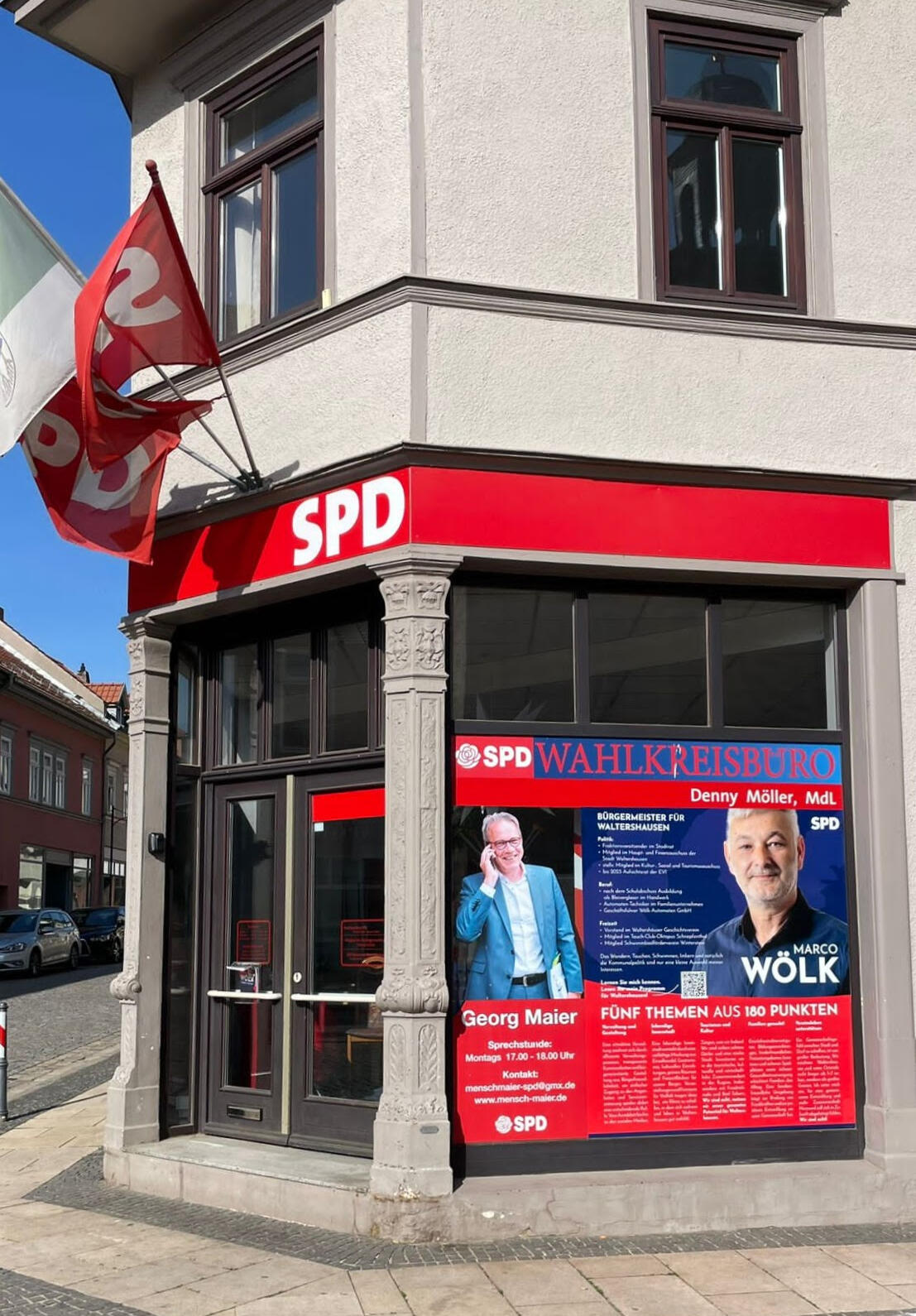 Büro der SPD Waltershausen in der Innenstadt, Treffpunkt für Planungen und Veranstaltungen